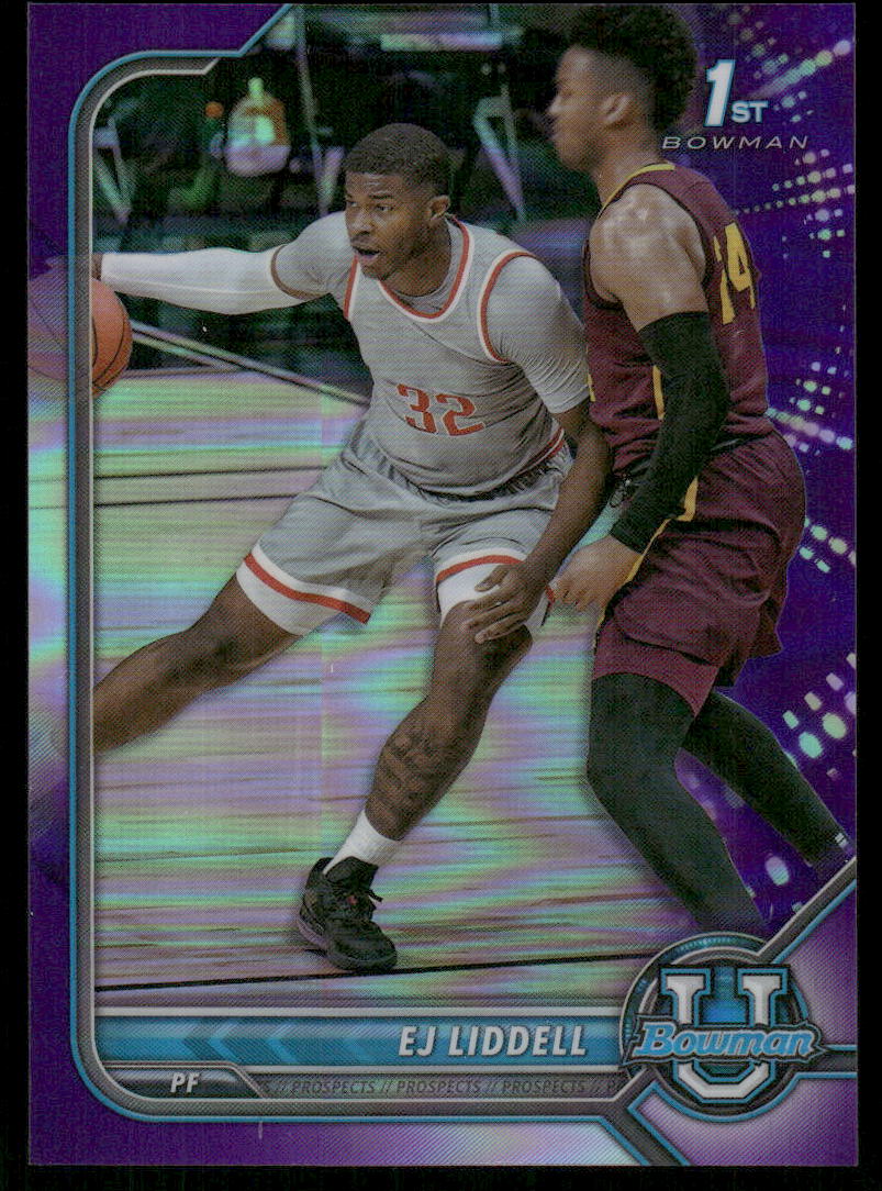 A105 EJ LIDDELL 2022 BOWMAN CHROME U 1ST PURPLE REFRACTOR 29/299 OHIO STATE