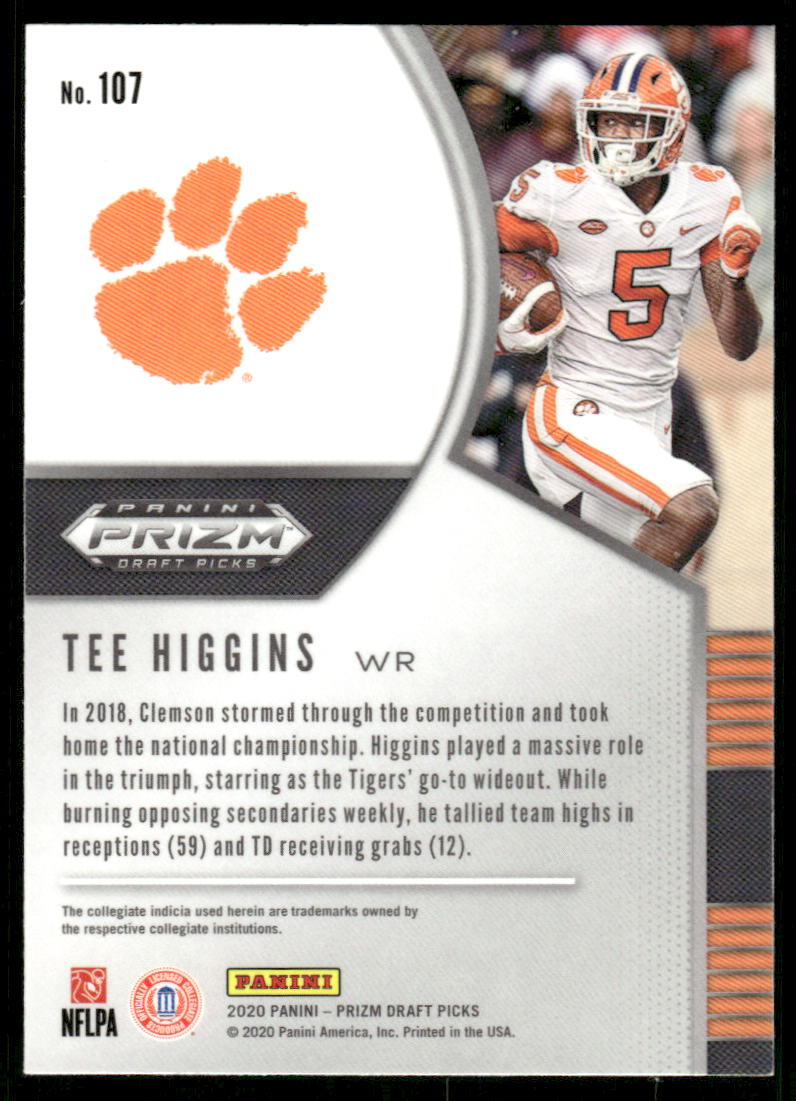 A106 TEE HIGGINS RC 2020 PRIZM DRAFT PICKS #107 CLEMSON BENGALS