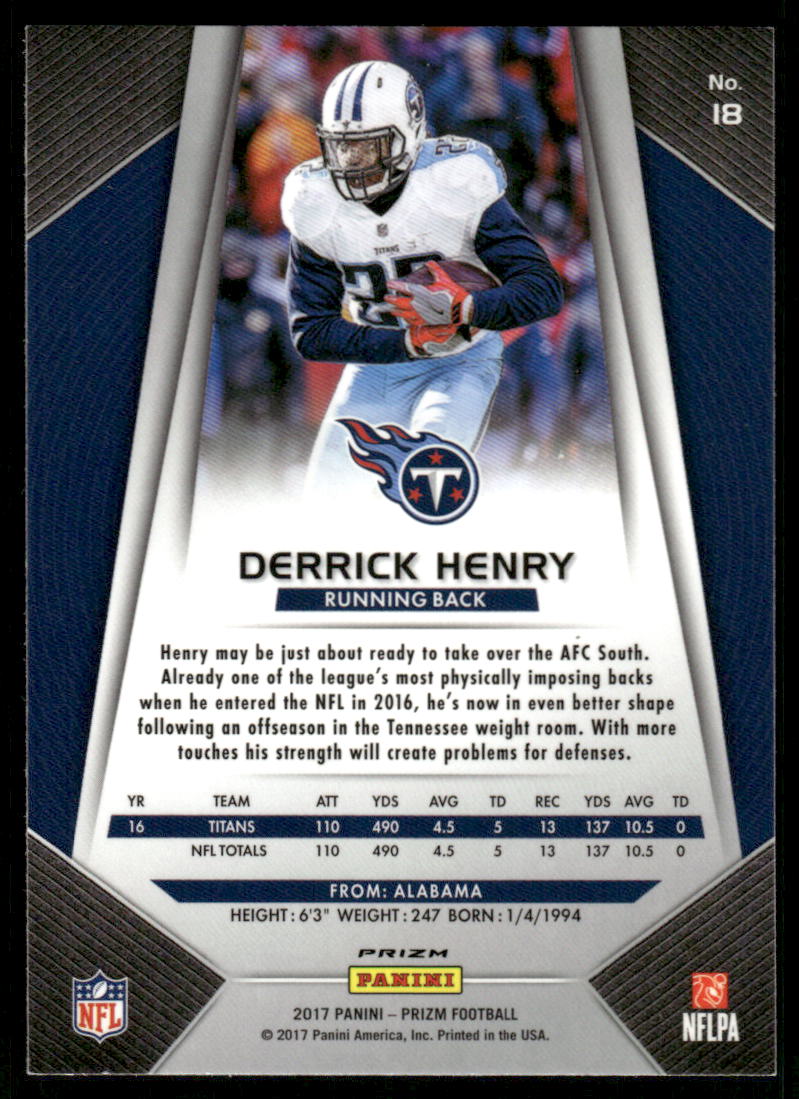 A107 DERRICK HENRY 2017 PANINI PRIZM SILVER REFRACTOR #107 TITANS