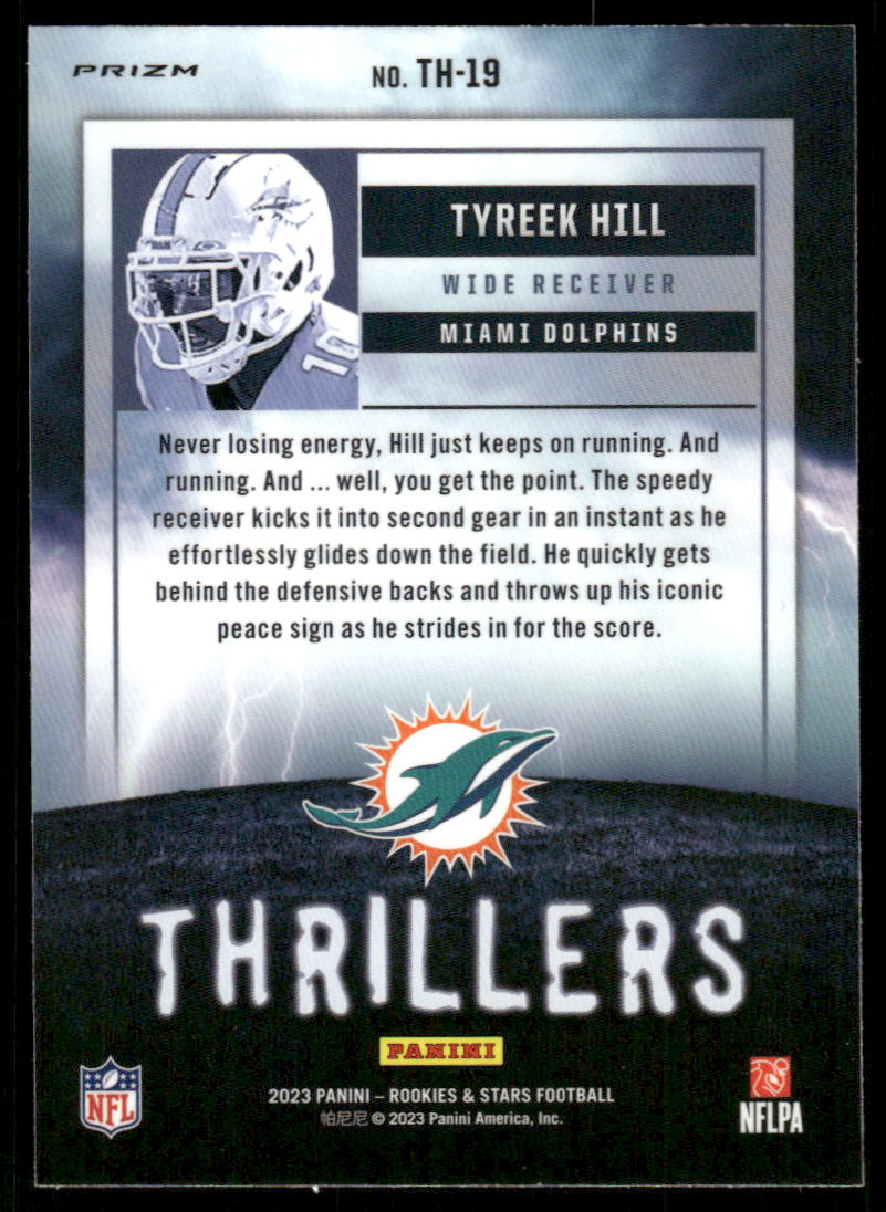 A120 TYREEK HILL 2023 R&S THRILLERS RED PRIZM REFRACTOR TH-19 DOLPHINS