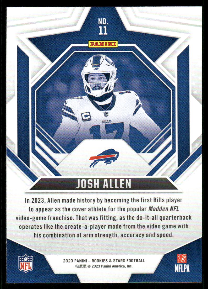 A121 JOSH ALLEN 2023 ROOKIES & STARS RED PARALLEL #11 BILLS