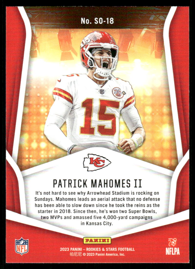 A122 PATRICK MAHOMES 2023 ROOKIES & STARS STANDING OVATION SO-18 CHIEFS