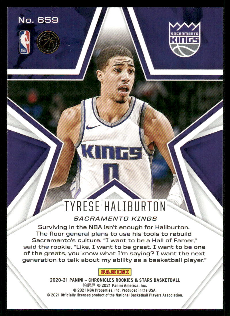 A127 TYRESE HALIBURTON RC 2020-21 ROOKIES & STARS #659 PACERS