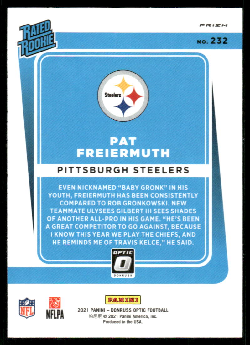 A129 PAT FREIERMUTH RC 2021 OPTIC BLUE REFRACTOR #232 STEELERS