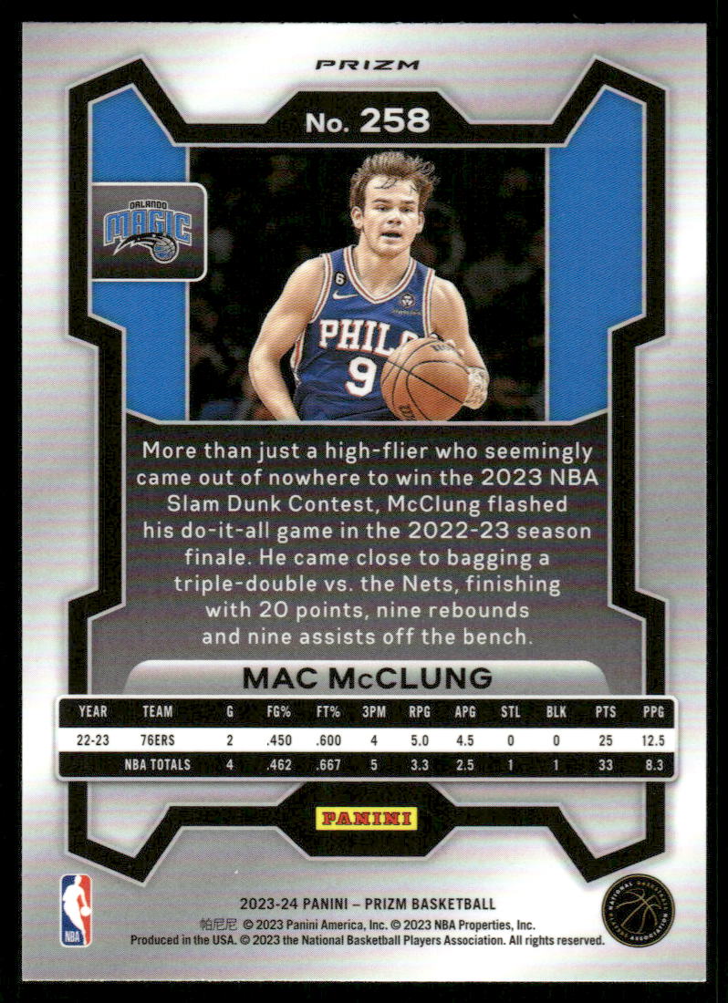 A132 MAC MCCLUNG 2023-24 PRIZM GREEN REFRACTOR #258 SLAM DUNK CHAMP