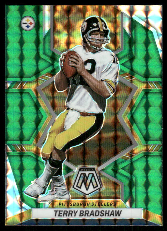 A135 TERRY BRADSHAW 2022 MOSAIC GREEN PRIZM REFRACTOR #244 STEELERS