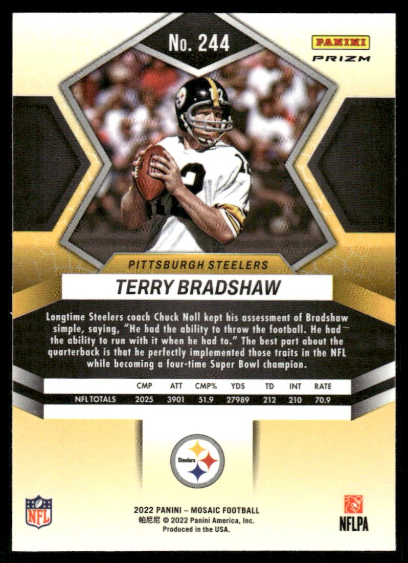 A135 TERRY BRADSHAW 2022 MOSAIC GREEN PRIZM REFRACTOR #244 STEELERS