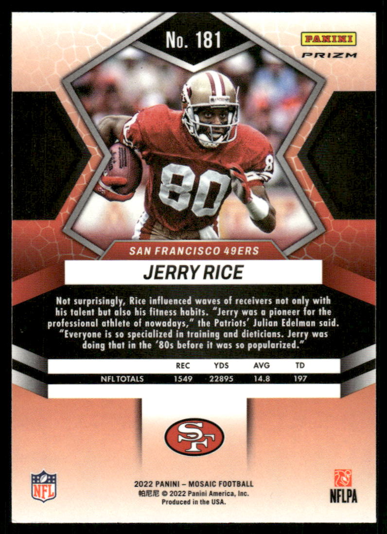 A136 JERRY RICE 2022 MOSAIC PINK PRIZM REFRACTOR #181 49ERS