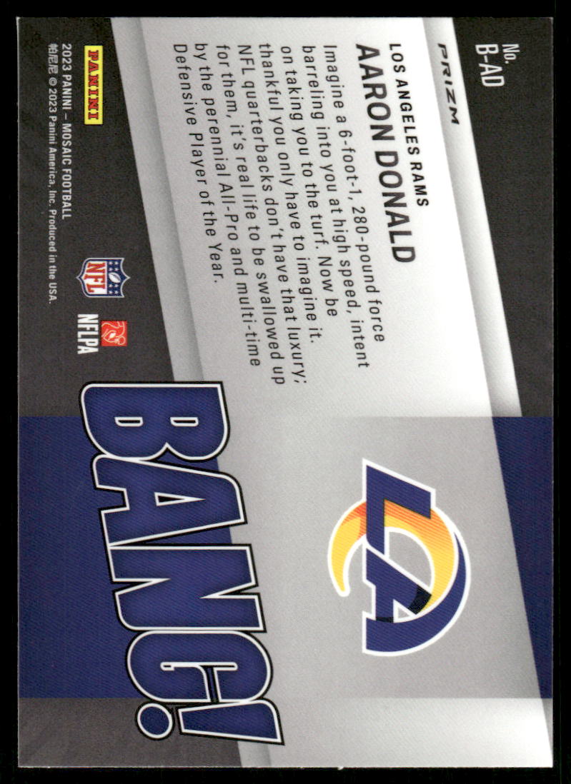 A137 AARON DONALD 2023 MOSAIC BANG! SILVER REFRACTOR B-AD RAMS