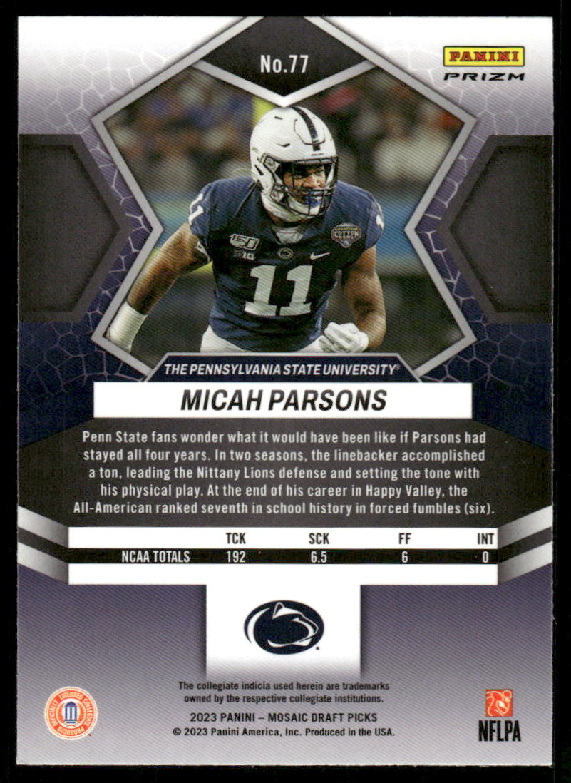 A139 MICAH PARSONS 2023 MOSAIC SIVLER PRIZM REFRACTOR