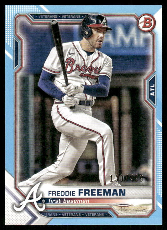 A153 FREDDIE FREEMAN 2021 BOWMAN BLUE 130/499 #14 BRAVES