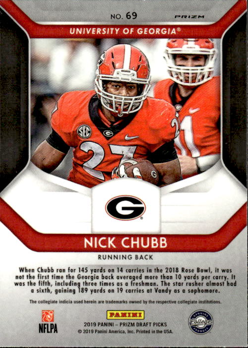 A216 NICK CHUBB 2019 PRIZM DRAFT PINK PULSAR REFRACTOR #69 GEORGIA