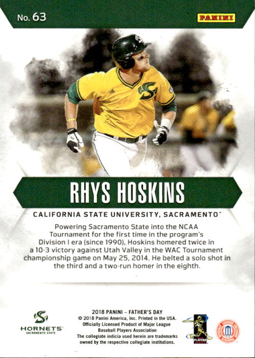 A218 RHYS HOSKINS RC 2018 FATHER'S DAY 323/399 #63 CAL STATE