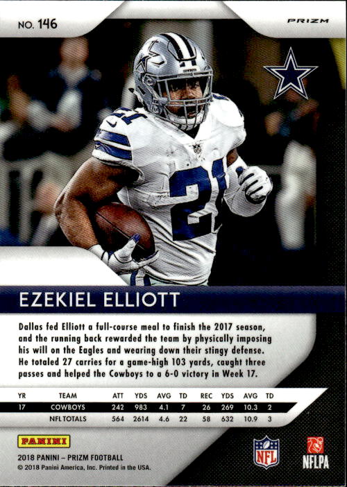 A246 EZEKIEL ELLIOTT 2018 PRIZM BLUE LASER REFRACTOR #146 COWBOYS