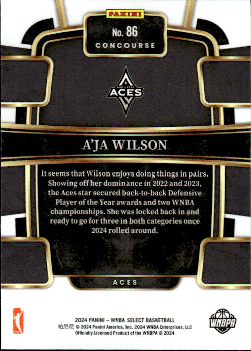 A273 A'JA WILSON 2024 SELECT WNBA CONCOURSE #86 ACES