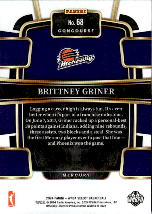 A279 BRITTNEY GRINER 2024 SELECT WNBA CONCOURSE #68 MERCURY