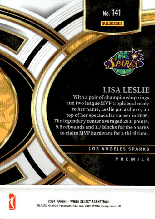 A282 LISA LESLIE 2024 SELECT WNBA PREMIER #141 SPARKS