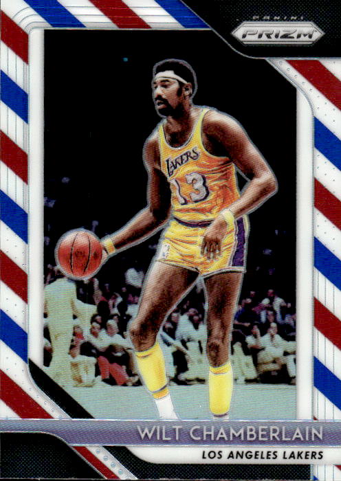 A290 WILT CHAMBERLAIN 2018-19 PANINI PRIZM RED WHITE BLUE REFRACTOR #205 LAKERS