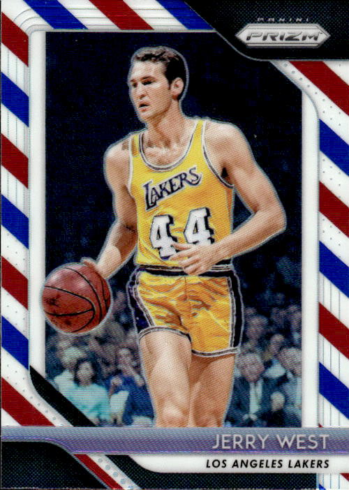 A291 JERRY WEST 2018-19 PANINI PRIZM RED WHITE BLUE REFRACTOR #145LAKERS