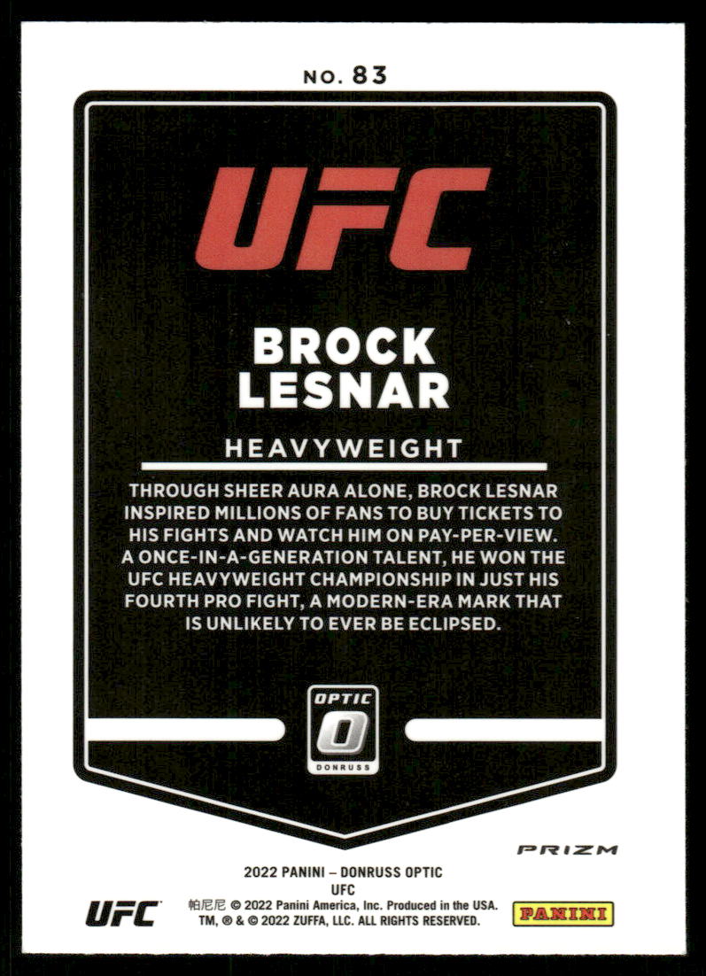 A362 BROCK LESNAR 2022 DONRUSS OPTIC BLUE LASER REFRACTOR #83 UFC