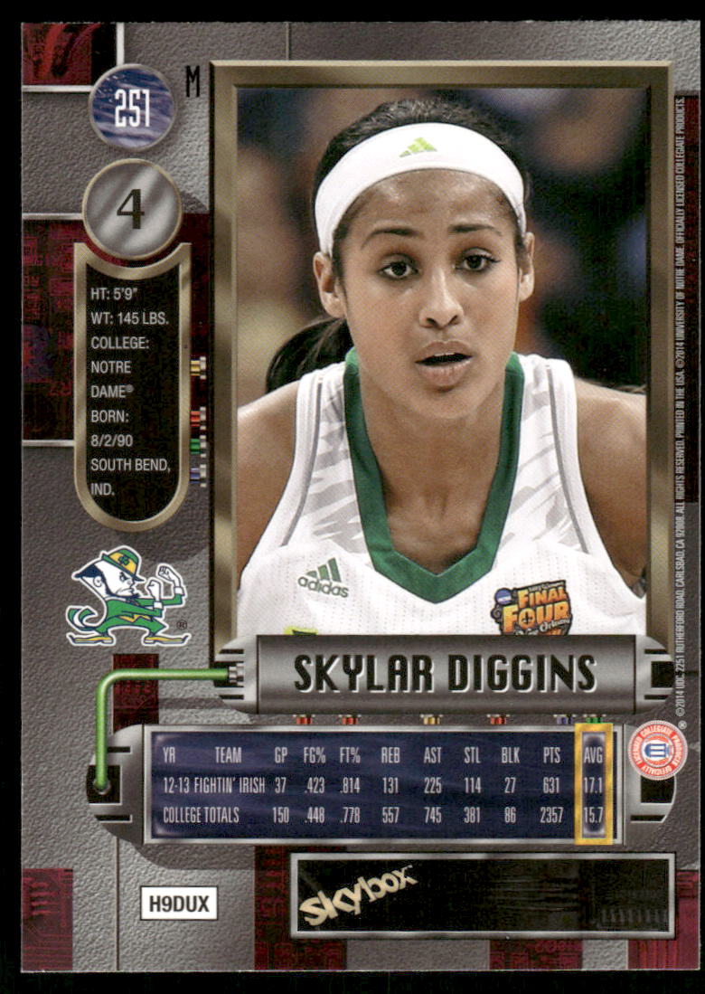 A346 SKYLAR DIGGINS 2013-14 METAL UNIVERSE #251 NOTRE DAME