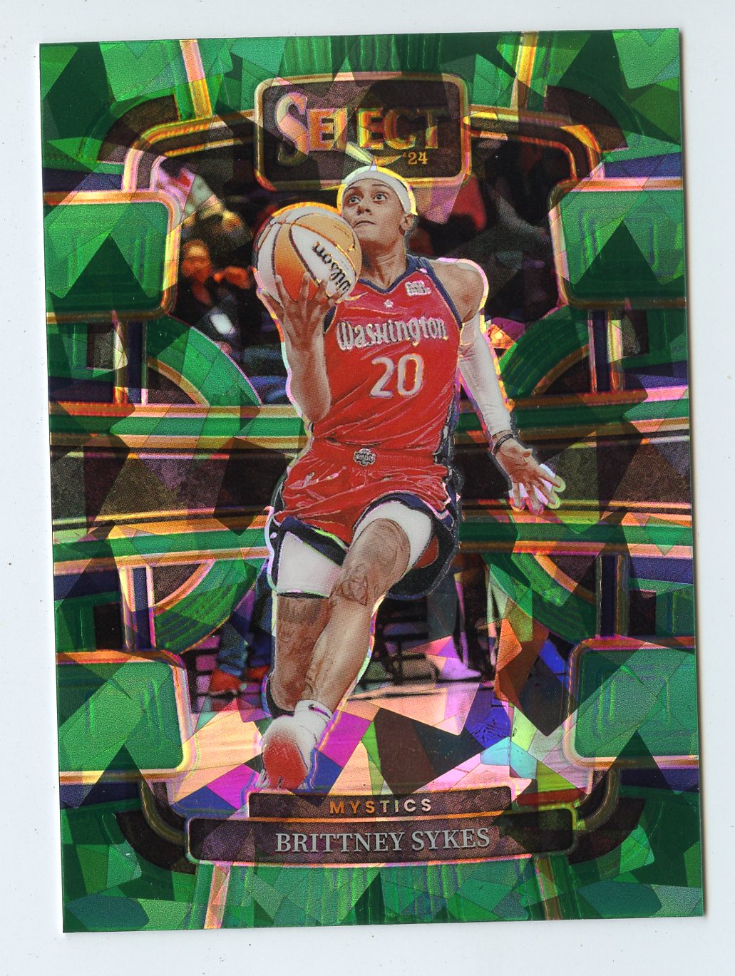 WNBA49 BRITTNEY SYKES 2024 SELECT WNBA GREEN CRACKED ICE PRIZM CONCOURSE #3 MYSTICS