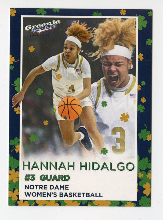 HANNAH HIDALGO 2024 GREENIE SPORTS CARDS NIL /175 NOTRE DAME WBB RARE SP