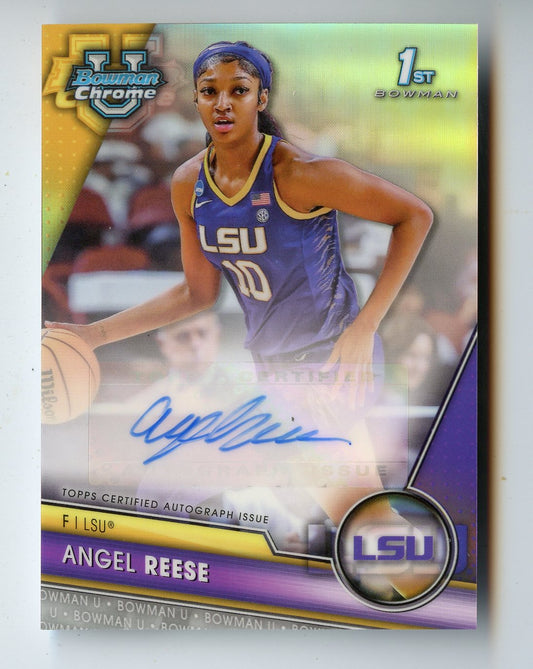 WNBA38 ANGEL REESE AUTO 2024 BOWMAN CHROME 1ST REFRACTOR 184/250 LSU