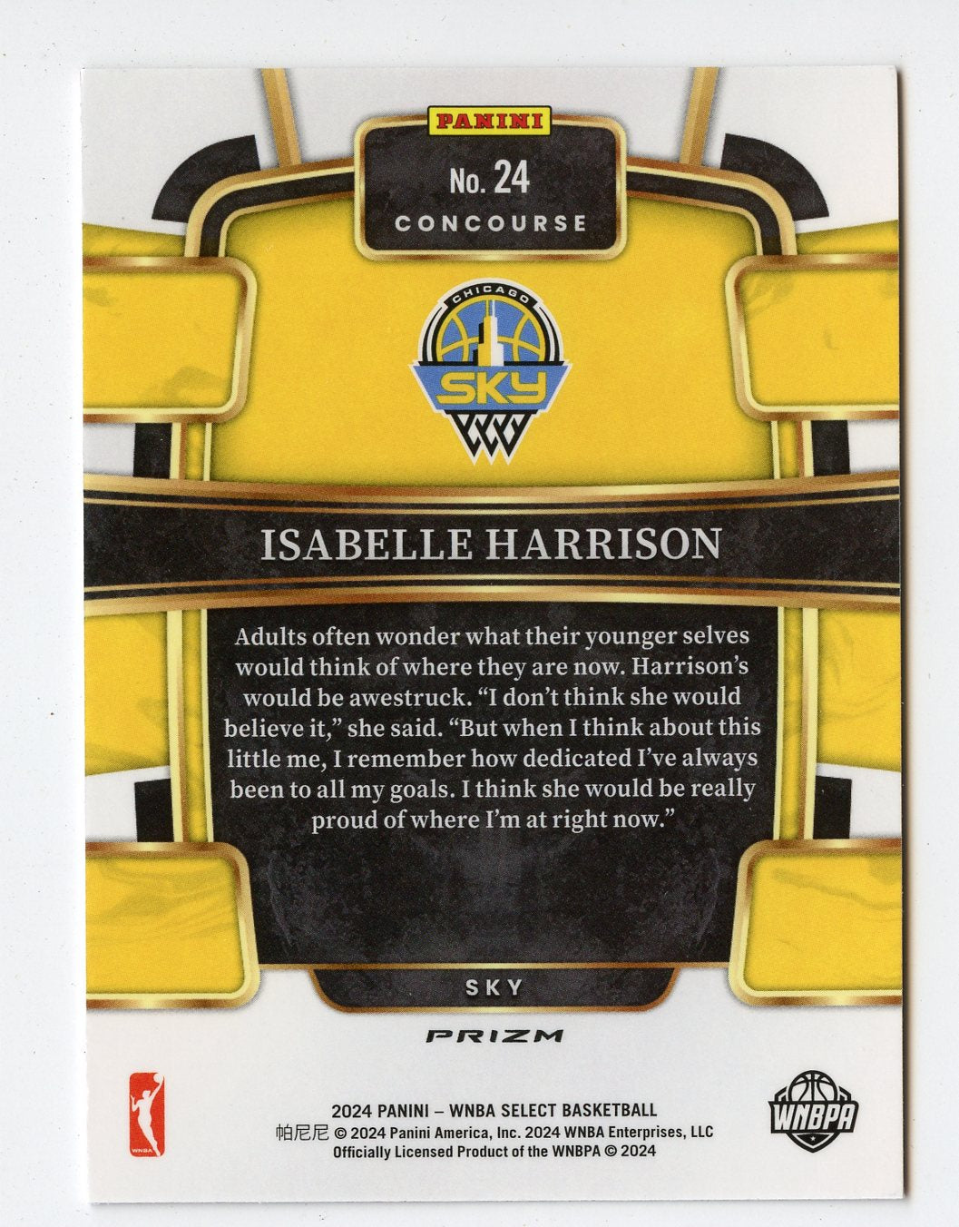 A324 ISABELLE HARRISON 2024 SELECT PINK ICE REFRACTOR CONCOURSE #24 SKY