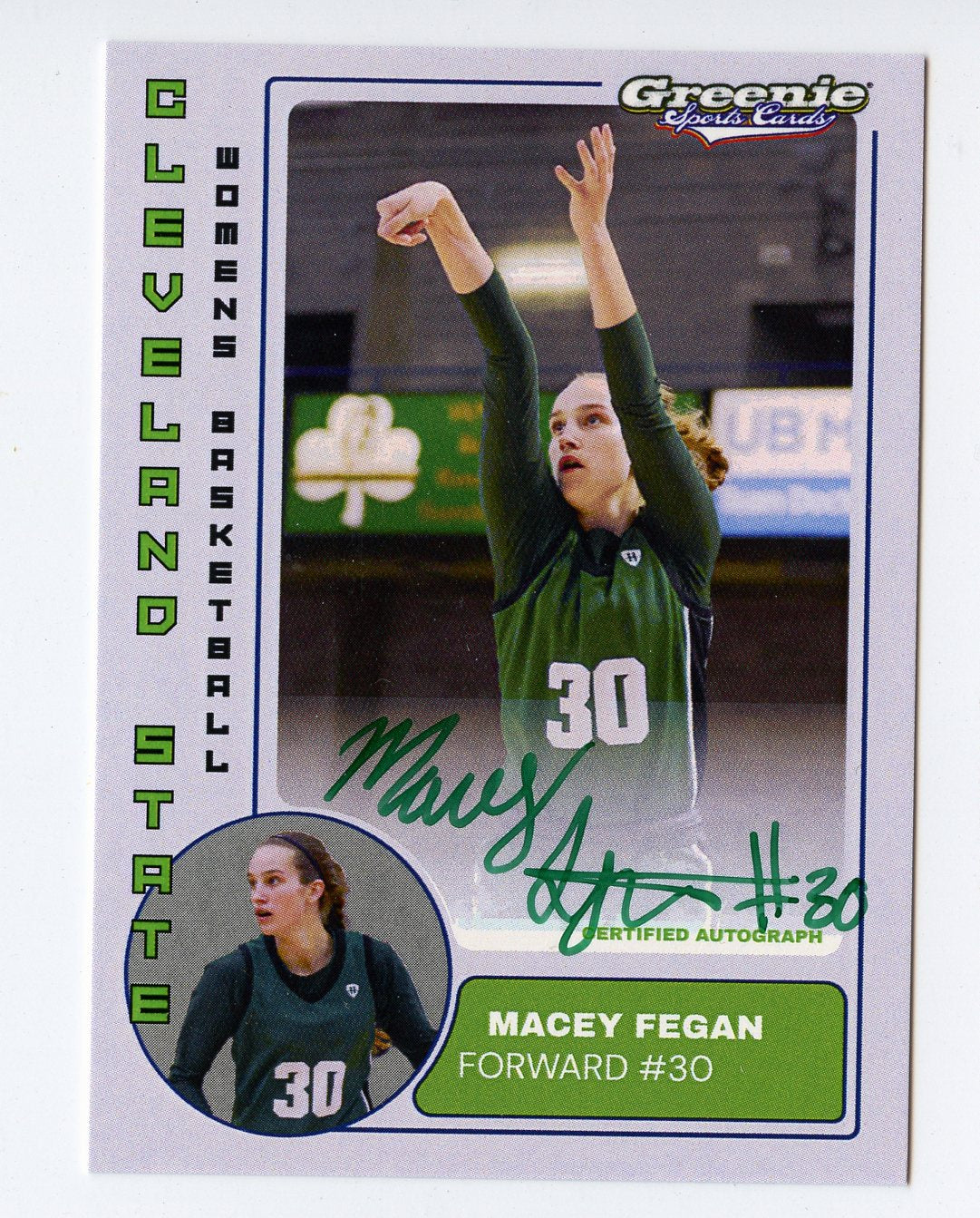 MACEY FEGAN Certified Autograph Trading Card 2025-26 Greenie Sports Cards NIL Trading Card