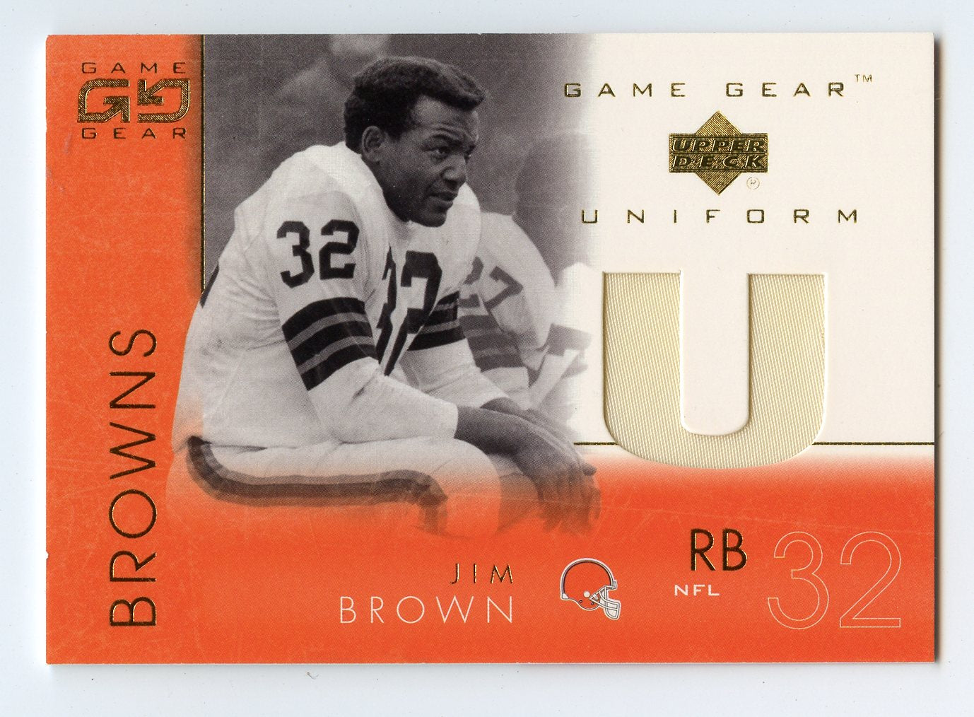 JIM BROWN GAME WORN JERSEY 2001 UPPER DECK GAME GEAR - CLEVELAND BROWNS