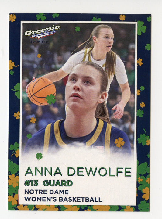 ANNA DEWOLFE 2024 GREENIE SPORTS CARDS NIL /175 NOTRE DAME WBB RARE SP