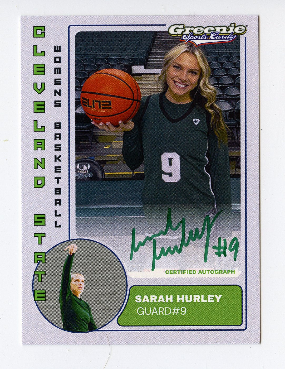 SARAH HURLEY Certified Autograph Trading Card 2025-26 Greenie Sports Cards NIL Trading Card