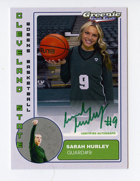 SARAH HURLEY Certified Autograph Trading Card 2025-26 Greenie Sports Cards NIL Trading Card