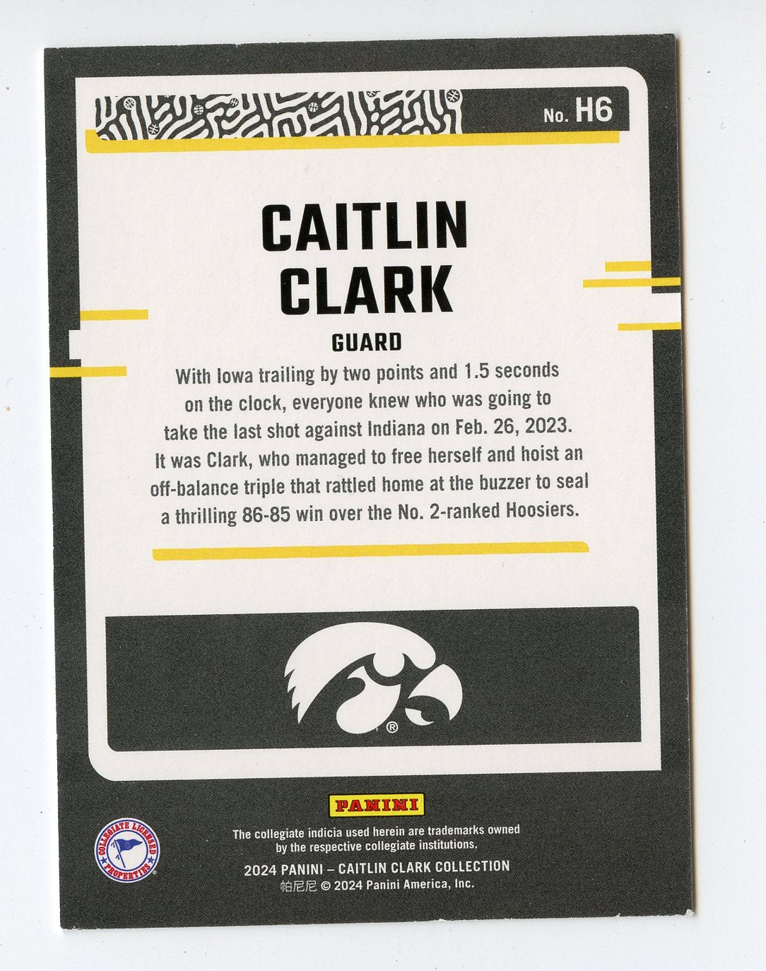 A338 CAITLIN CLARK 2024 PANINI CAITLIN CLARK COLLECTION H6 IOWA