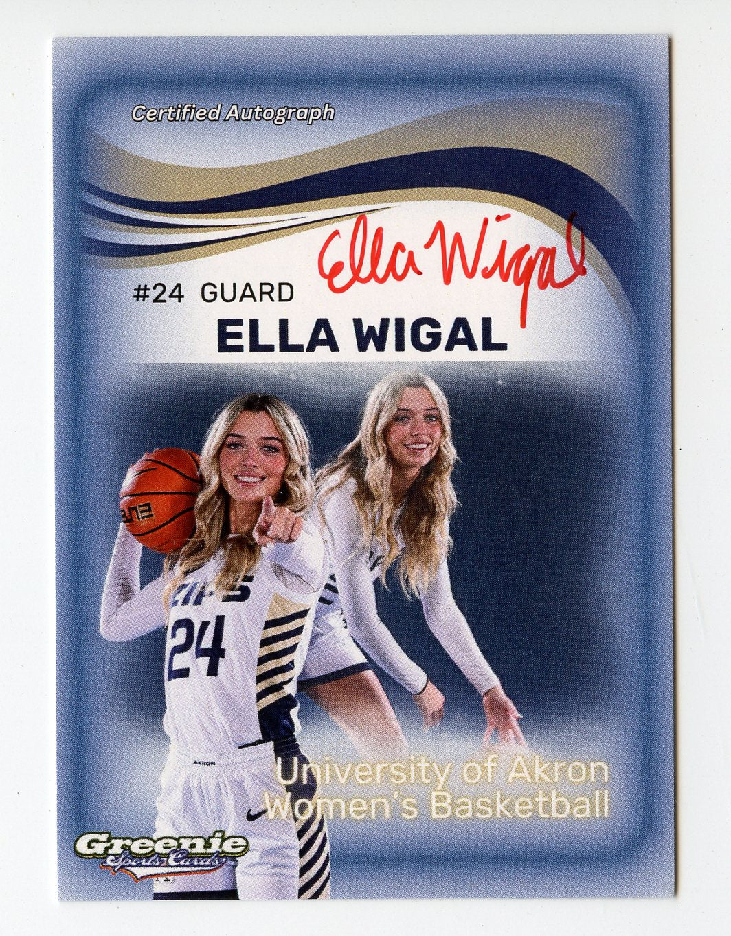 ELLA WIGAL Certified Autograph Trading Card 2024 Greenie Sports Cards NIL Trading Card