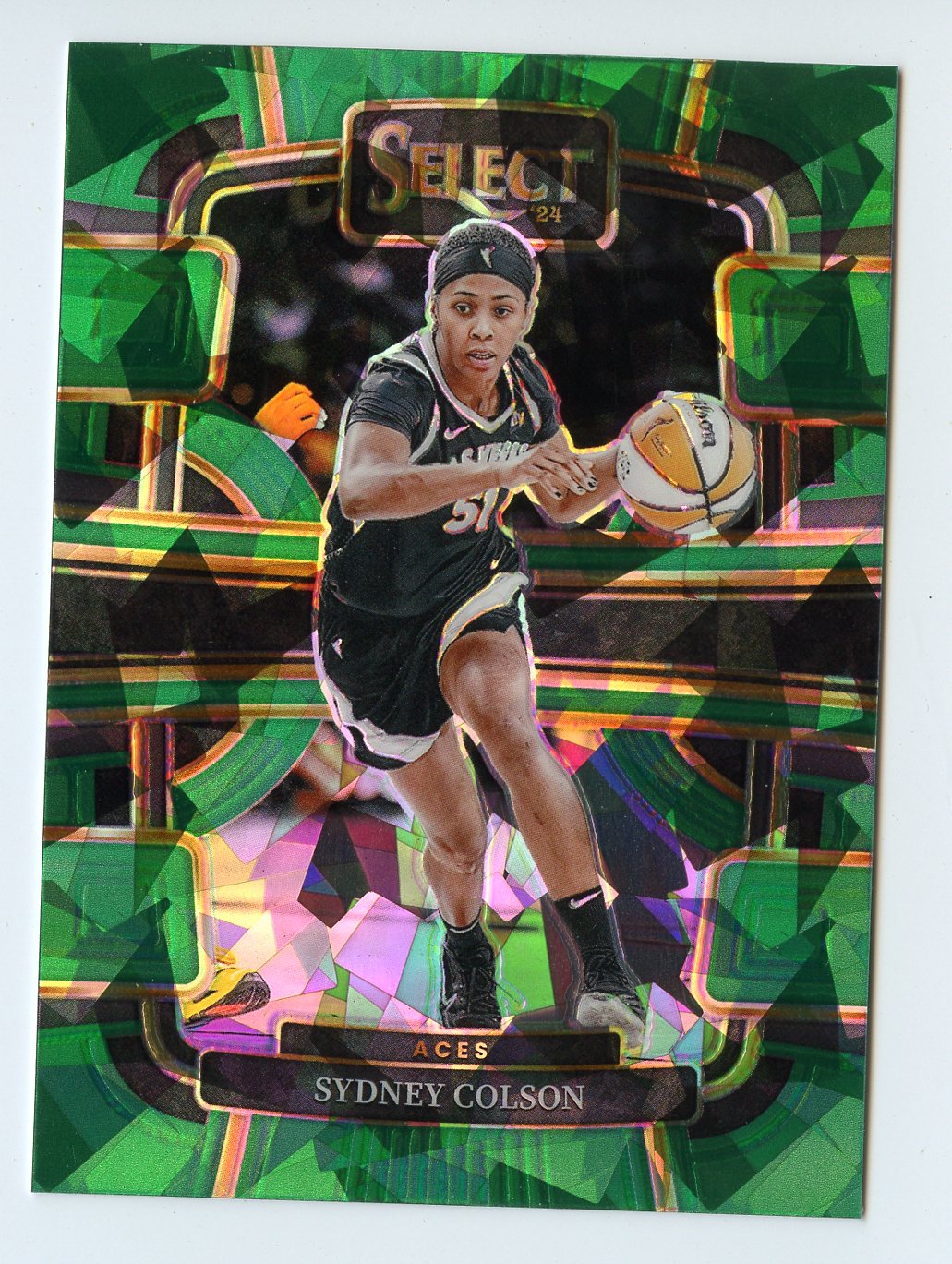 WNBA47 SYDNEY COLSON 2024 SELECT WNBA GREEN CRACKED ICE PRIZM CONCOURSE #40 ACES