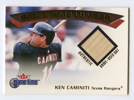 5A9 KEN CAMINITI GAME USED BAT 2001 FLEER GAME TIME LUMBER RANGERS