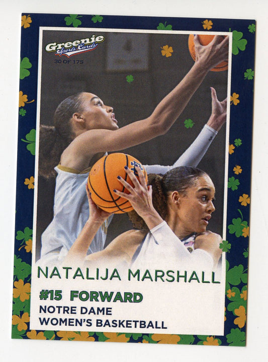 NAT MARSHALL 2024 GREENIE SPORTS CARDS NIL /175 NOTRE DAME WBB RARE SP