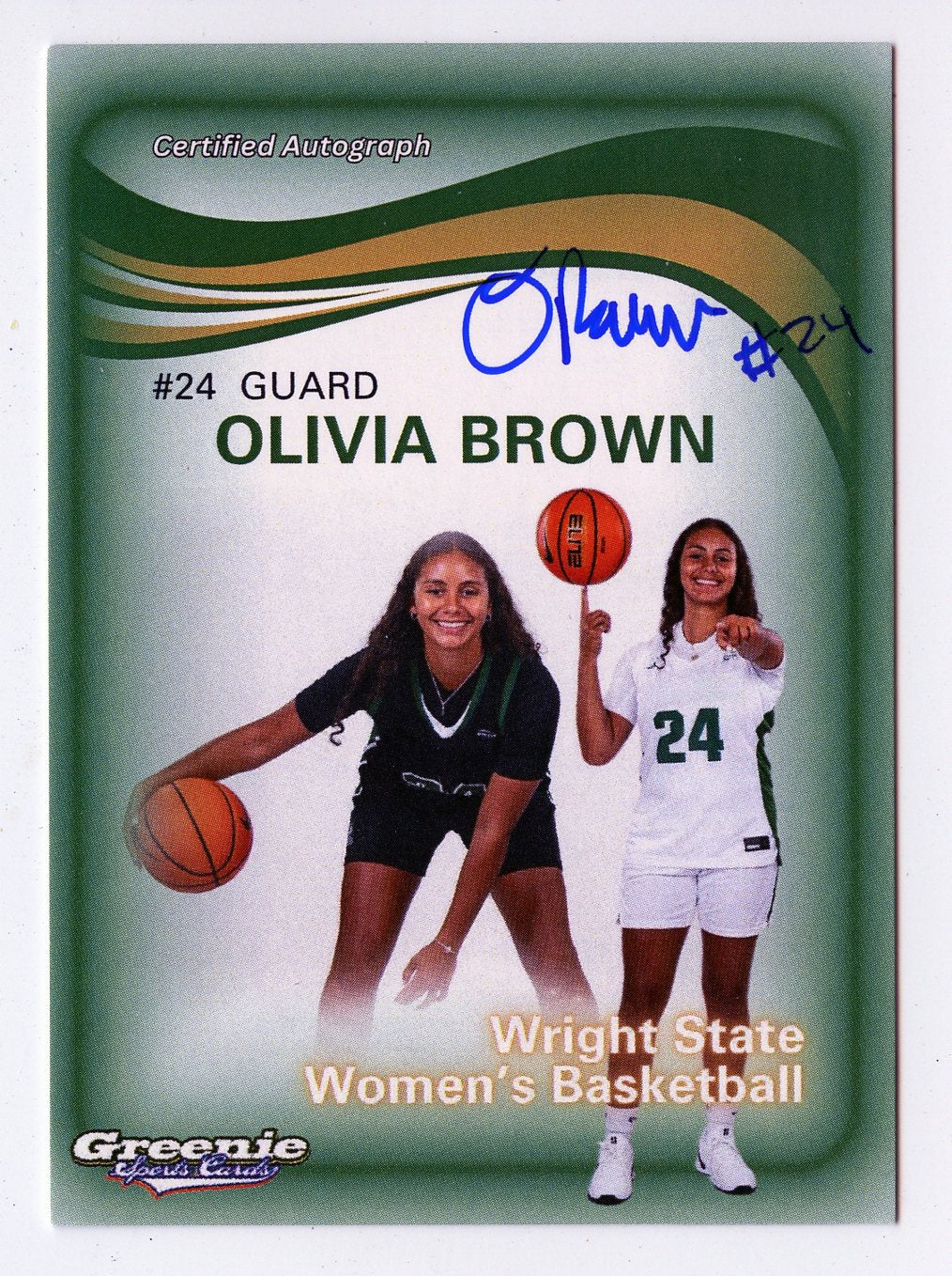 OLIVIA BROWN Certified Autograph Trading Card 2024 Greenie Sports Cards NIL Trading Card