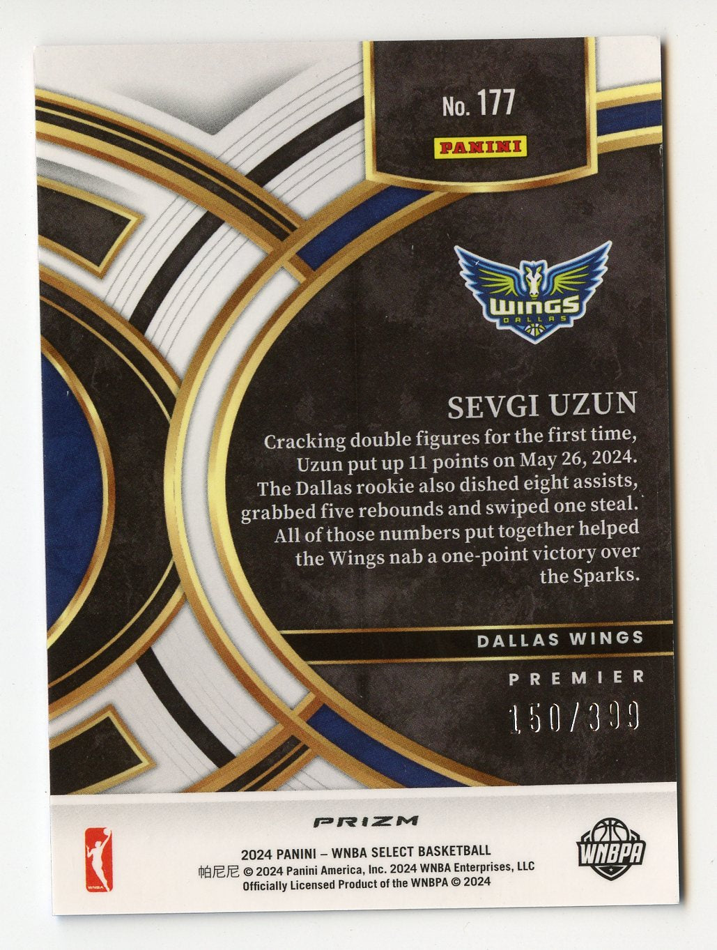 A302 SEVGI UZUN 2024 SELECT RED WHITE BLUE REFRACTOR 150/399 CONCOURSE #177 WINGS