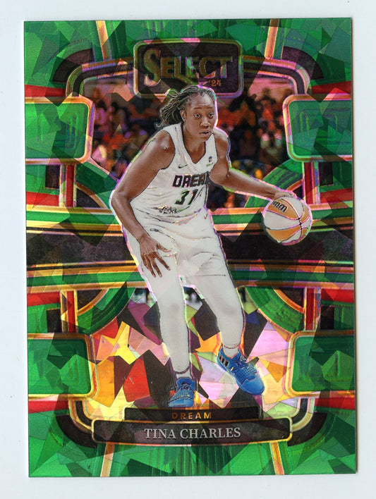 WNBA46 TINA CHARLES 2024 SELECT WNBA GREEN CRACKED ICE PRIZM CONCOURSE #82 DREAM