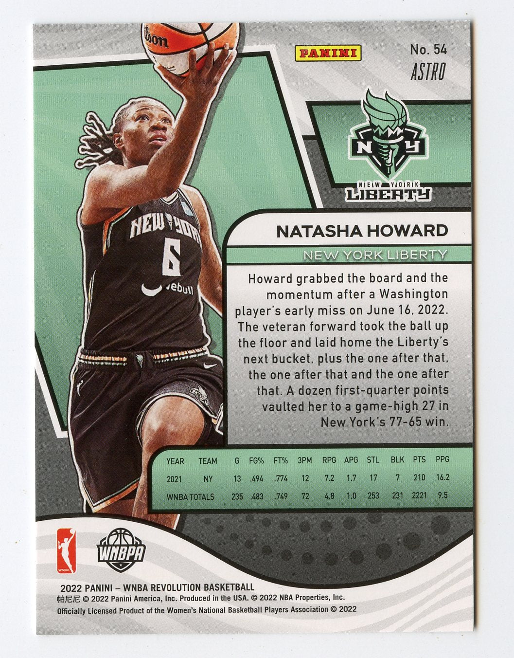 A326 NATASHA HOWARD 2022 REVOLUTION ASTRO #54 LIBERTY