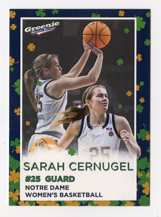 SARAH CERNUGEL 2024 GREENIE SPORTS CARDS NIL /175 NOTRE DAME WBB RARE SP