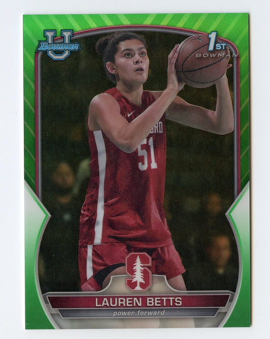 WNBA28 LAUREN BETTS 2023 BOWMAN CHROME UNIVERSTIY 1ST GREEN REFRACTOR 67/99 #49