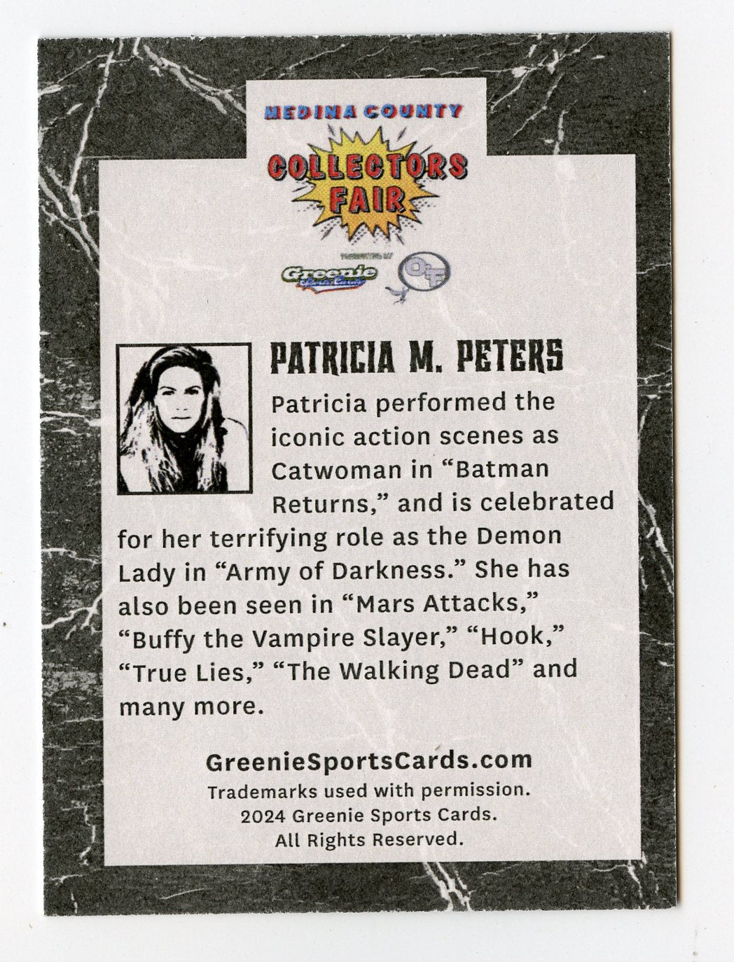 PATRICIA M. PETERS AUTOGRAPH 2024 GREENIE SPORTS CARDS NIL 6/30 CATWOMAN