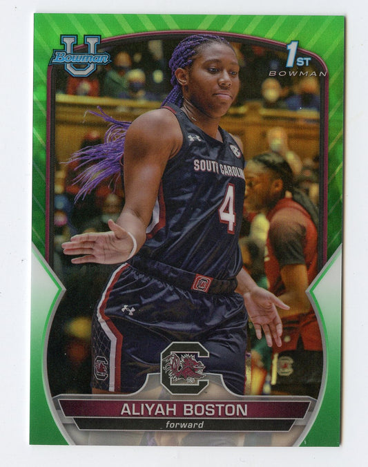 WNBA15 ALIYAH BOSTON 2023 BOWMAN CHROME UNIVERSTIY 1ST GREEN WAVE REFRACTOR 12/99