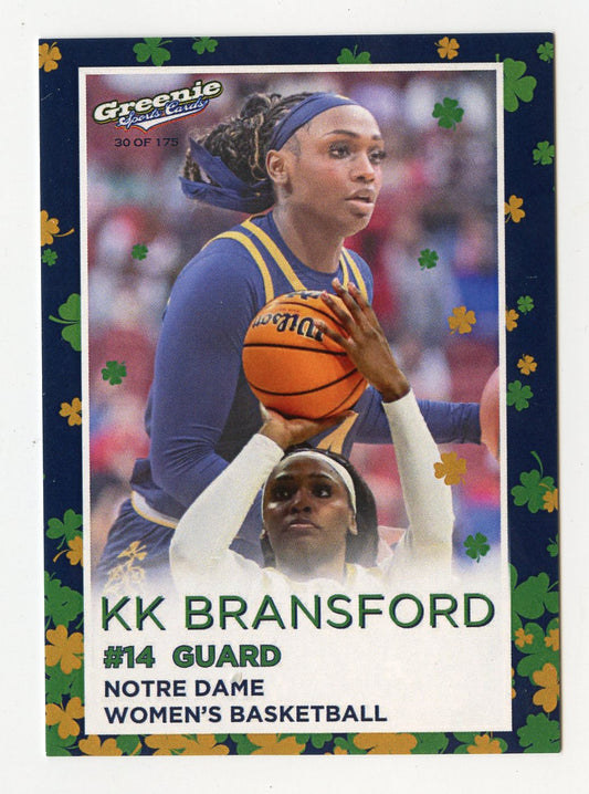 KK BRANSFORD 2024 GREENIE SPORTS CARDS NIL /175 NOTRE DAME WBB RARE SP