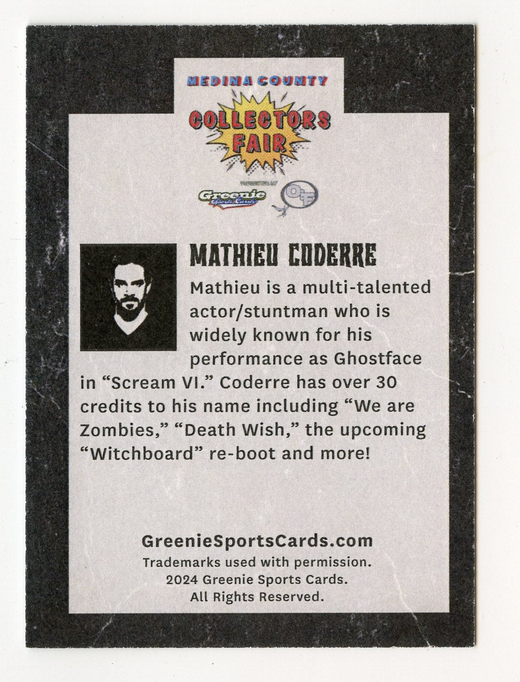 MATHIEU CODERRE AUTOGRAPH 2024 GREENIE SPORTS CARDS NIL MEDINA SHOW 6/30