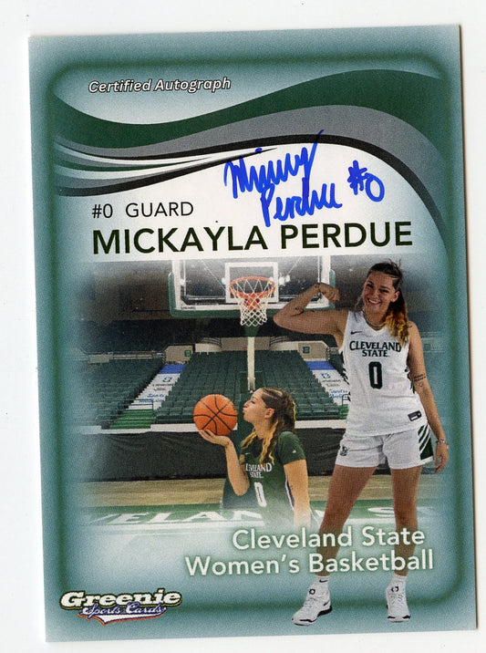 MICKAYLA PERDUE Certified Autograph Trading Card 2024 Greenie Sports Cards NIL Trading Card